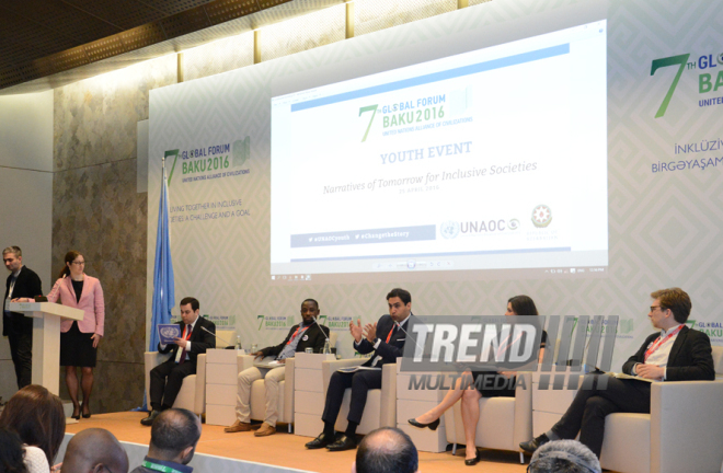 Youth Forum kicks off in Baku as part of 7th UNAOC Global Forum. Azerbaijan, Baku, 25 apr. 2016